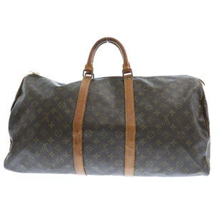 Louis Vuitton Keepall Monogram Leather Boston Bag Brown
